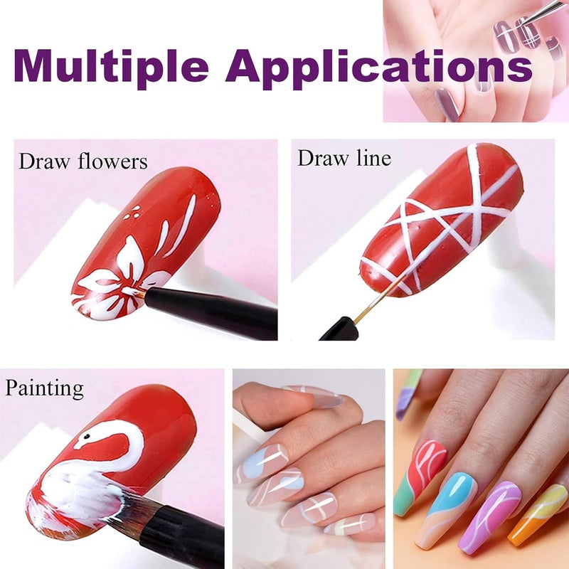 KAYZON Nail Stamper Nail Art Brushes, French Tip Nail Stamp Clear Nail Art Stamper Jelly with Scraper, 15pcs Nail Pen Brushes, Soft Silicone Stamper Printer DIY French Tip Nail Stamping Manicure Tool - Image 4